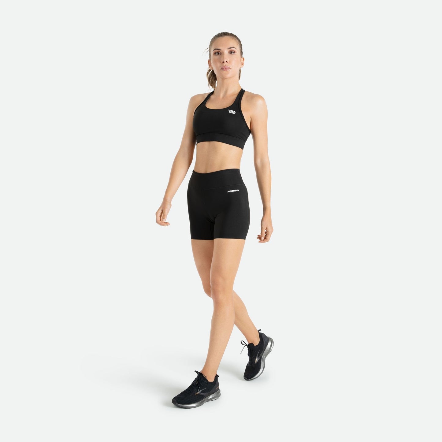 Quần Chạy Bộ Nữ Pressio 3'' Compression Short | Mid Rise - Đen (Black)