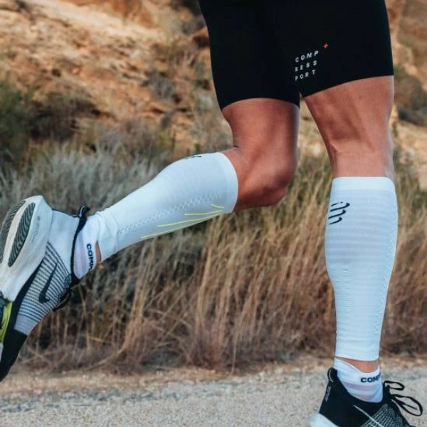 Băng bảo vệ bắp chân Compressport Calf Sleeves R2 Aero - Trắng (White/Safe Yellow)