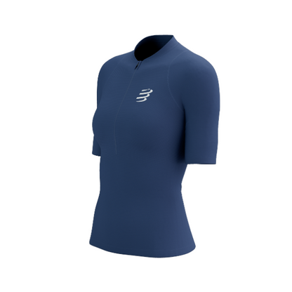 Áo chạy Trail Nữ Compressport Trail Postural SS Top - Xanh (Indigo Blue)