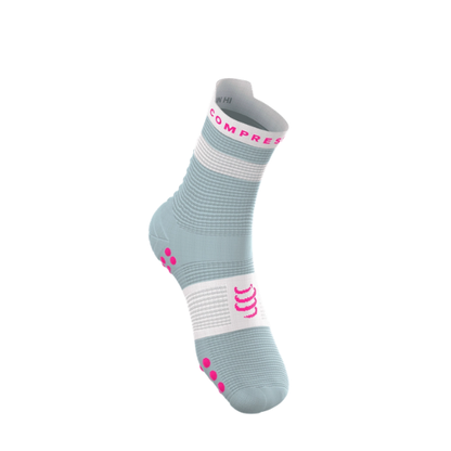 Tất Chạy Bộ Compressport Pro Racing Socks v4.0 Run High - Ether/Neon Pink