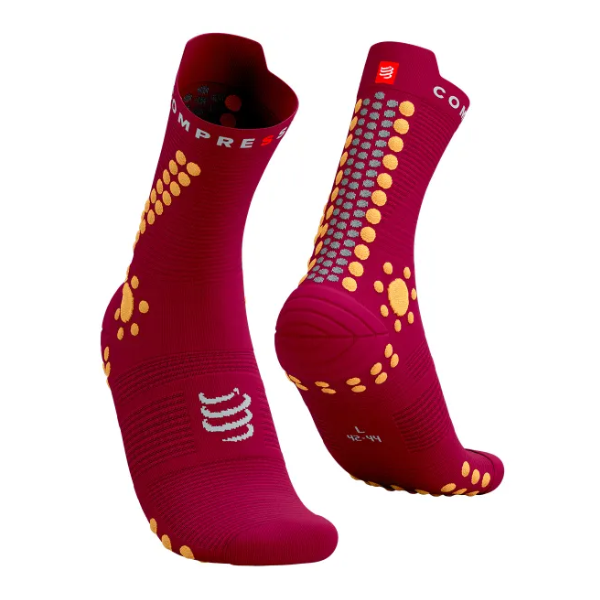 Compressport Unisex's Pro Racing Socks v4.0 Trail - Persian Red/Blazing Orange