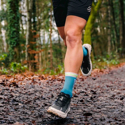 Tất chạy Trail Compressport Pro Racing Socks v4.0 Trail - Norse Blue/Neon Green