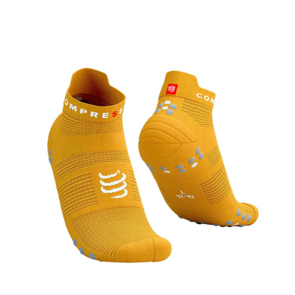 Tất chạy bộ Compressport Unisex's Pro Racing Socks v4.0 Run Low - Vàng (Citrus/Alloy)