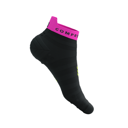 Tất chạy bộ Compressport Pro Racing Socks v4.0 Ultralight Run Low - Black/Safe Yellow/Neo Pink