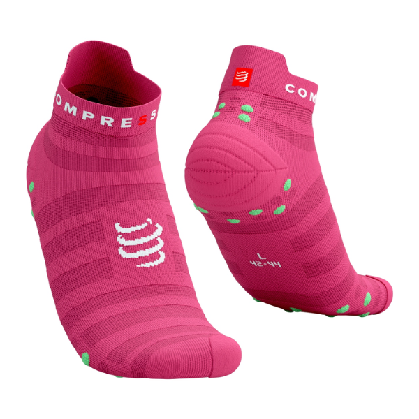 Compressport Pro Racing Socks v4.0 Ultralight Run Low - Hot Pink/Summer Green