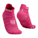 Compressport Pro Racing Socks v4.0 Ultralight Run Low - Hot Pink/Summer Green