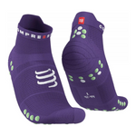 Compressport Unisex's  Pro Racing Socks v4.0 Run Low - Purple/Paradise Green