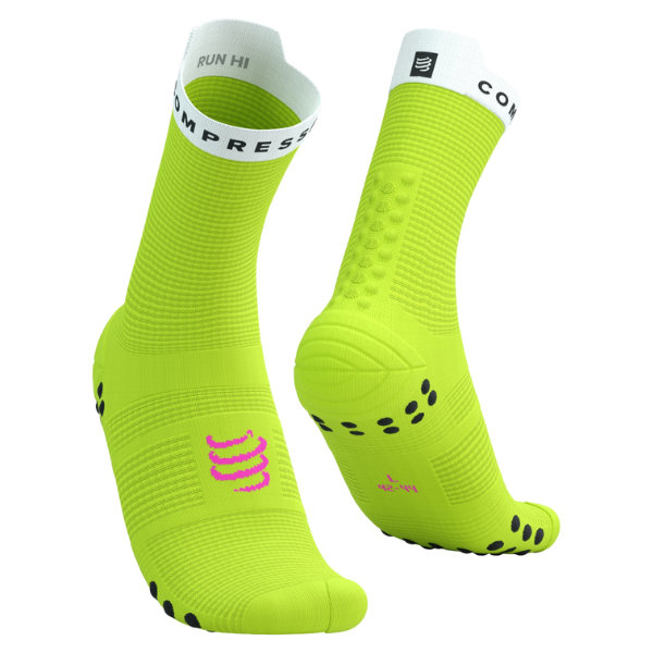 Compressport Pro Racing Socks v4.0 Run High - Safety Yellow/Neon Pink