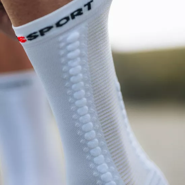 Tất đạp xe Compressport Unisex's Pro Racing Socks v4.0 Bike - Trắng/Đen (White/Black)