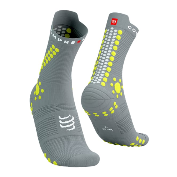 Compressport Unisex's Pro Racing Socks v4.0 Trail - Alloy/Primrose