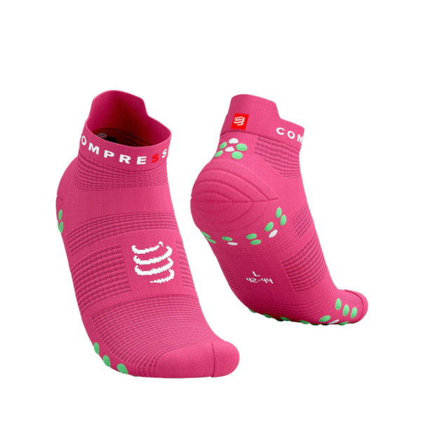 Compressport Unisex's Pro Racing Socks v4.0 Run Low - Hot Pink/Summer Green