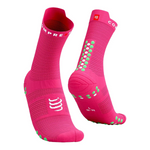 Compressport Unisex's Pro Racing Socks v4.0 Run High - Hot Pink/Summer Green