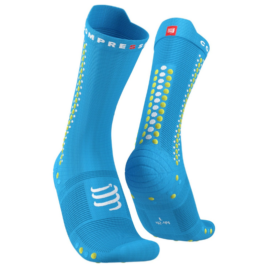 Tất chạy bộ Compressport Unisex's Pro Racing Socks v4.0 Bike - Fluo Blue/Primerose