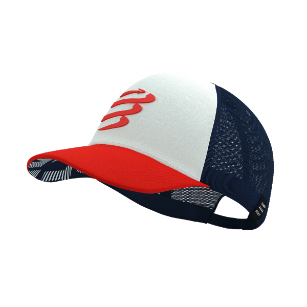 Mũ chạy bộ Compressport Trucker Cap - Sugar/Blues