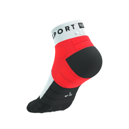 Tất chạy Trail Compressport Ultra Trail Low Socks - Đỏ/Trắng (Fluo Red/White)
