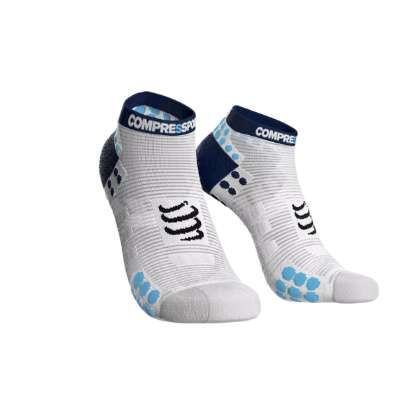 Compressport Unisex's Pro Racing Socks V3.0 Run Low - White/Blue