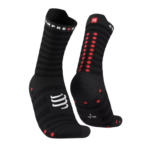 Tất Chạy Bộ Compressport Pro Racing Socks v4.0 Ultralight Run High - Black/Red