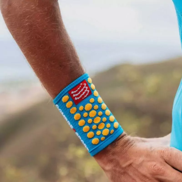 Băng bảo vệ cổ tay Compressport Unisex's Sweatbands 3D.Dots - Xanh (Hawaiian Ocean/Citrus)