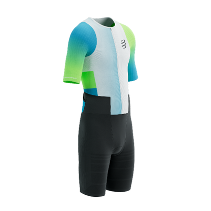 Đồ Ba Môn Nam Compressport Stream SS Trisuit - Trắng/Xanh (White/Blue Green)
