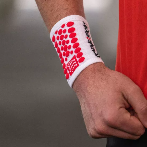 Băng bảo vệ cổ tay Compressport Unisex's Sweatbands 3D.Dots - Xanh (Blue/ White)