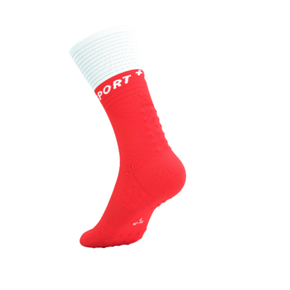 Tất chạy bộ Compressport Mid Compression Socks V2.0 - Đỏ/Trắng (Fluo Red/White)
