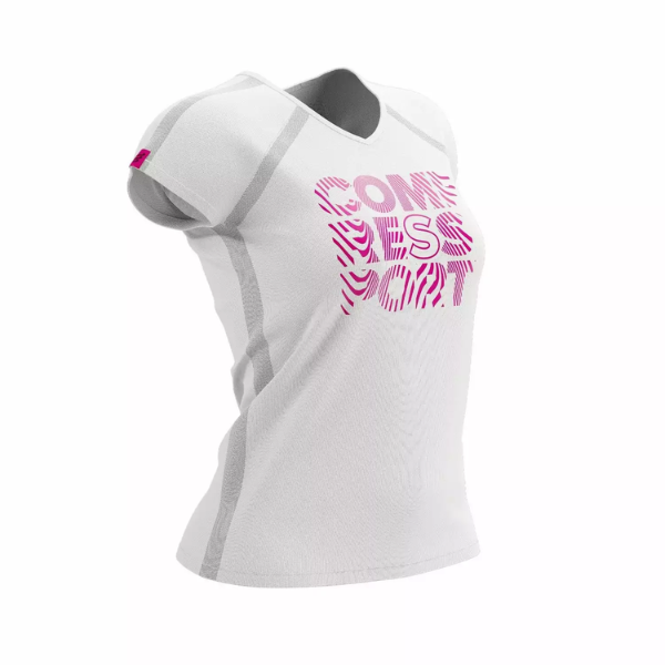 Áo chạy bộ Nữ Compressport Training SS T-Shirt - White/Pink - Ladies 202
