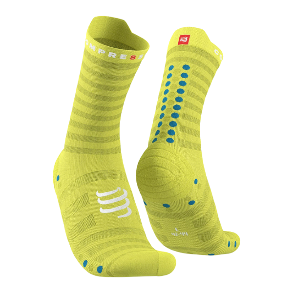 Compressport Unisex's Pro Racing Socks v4.0 Ultralight Run High - Primrose/Fjord Blue