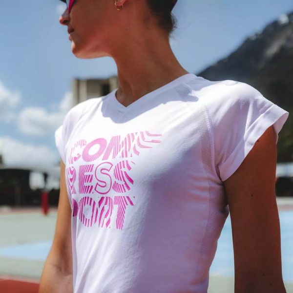 Áo chạy bộ Nữ Compressport Training SS T-Shirt - White/Pink - Ladies 202