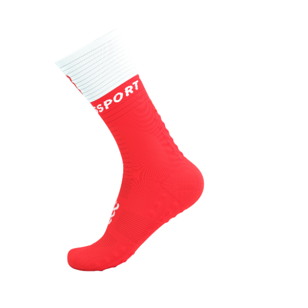 Tất chạy bộ Compressport Mid Compression Socks V2.0 - Đỏ/Trắng (Fluo Red/White)