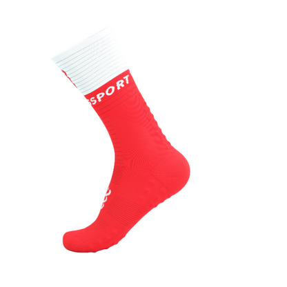 Tất chạy bộ Compressport Mid Compression Socks V2.0 - Đỏ/Trắng (Fluo Red/White)