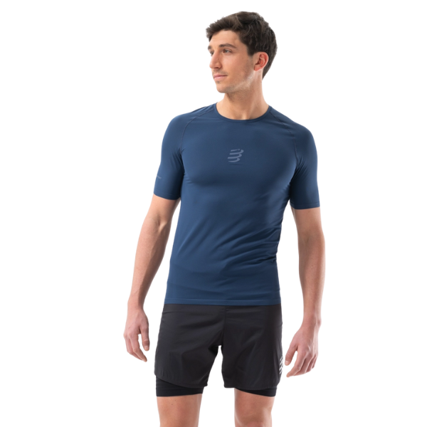Áo chạy Trail Nam Compressport Trail Racing SS Tshirt - Xanh (Blues)