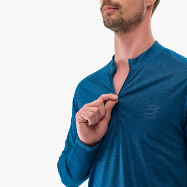 Áo chạy Trail Nam Compressport Tshirt Merino - Xanh Poseidon