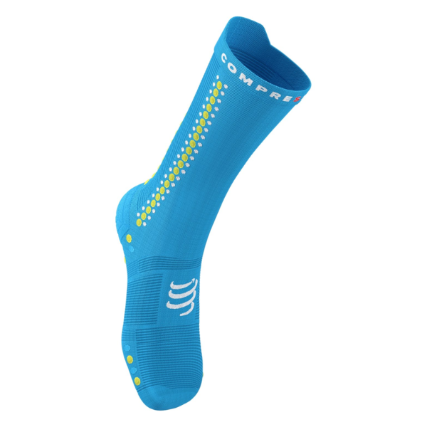 Tất chạy bộ Compressport Unisex's Pro Racing Socks v4.0 Bike - Fluo Blue/Primerose