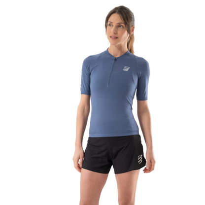 Áo chạy Trail Nữ Compressport Trail Postural SS Top - Xanh (Indigo Blue)