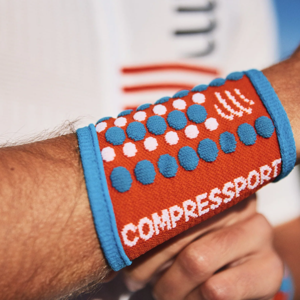 Compressport Unisex's Sweatbands 3D.Dots Uniq Size - Orangeade/Fjord Blue