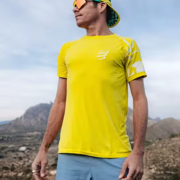 Áo chạy bộ Nam Compressport Training SS Tshirt - Vàng (Green Sheen)