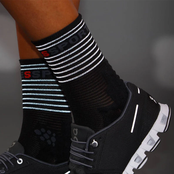 Tất chạy bộ Compressport Unisex's Pro Racing Socks Run High Flash - Đen (Black)
