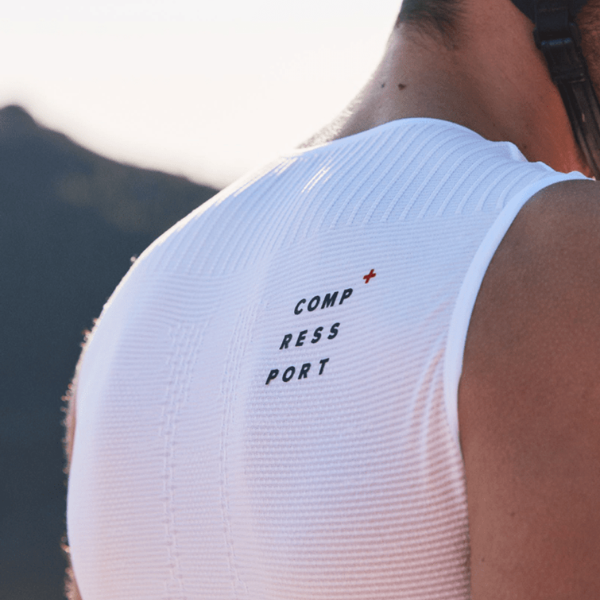 Áo Ba môn Nam Compressport Tri Postural Tank Top - Trắng (White/Orangeade)