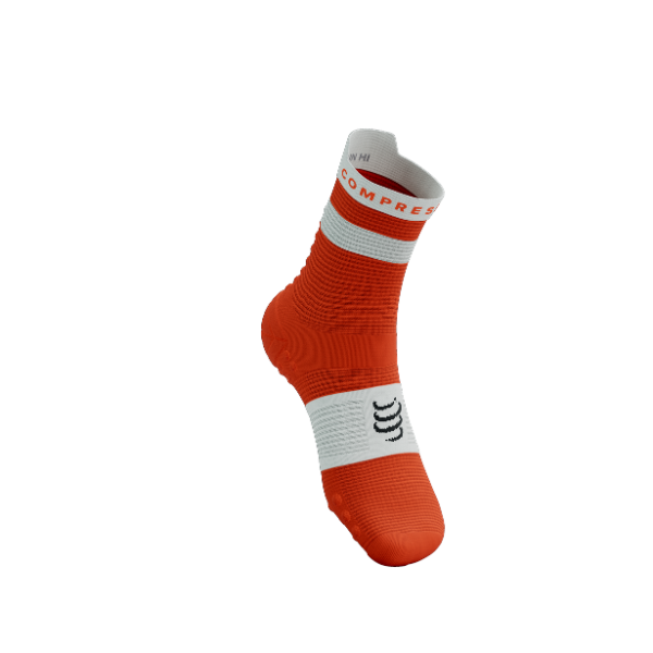 Tất Chạy Bộ Compressport Pro Racing Socks v4.0 Run High - Tigerlily/White