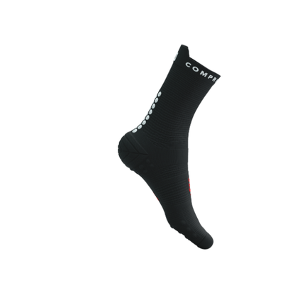 Tất Chạy Bộ Compressport Pro Racing Socks v4.0 Run High - Đen (Black/White)