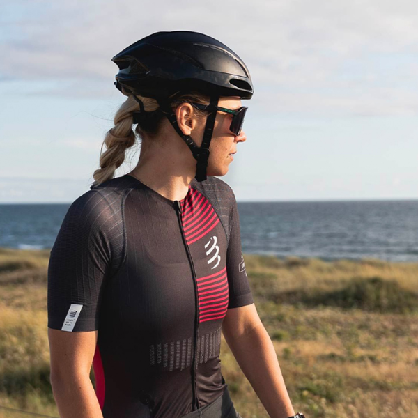 Đồ ba môn Nữ Compressport Aero Trisuit Top - Black/Jazzy