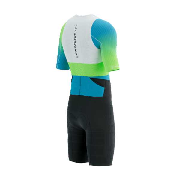 Đồ Ba Môn Nam Compressport Stream SS Trisuit - Trắng/Xanh (White/Blue Green)