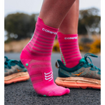 Compressport Unisex's Pro Racing Socks v4.0 Run High - Hot Pink/Summer Green