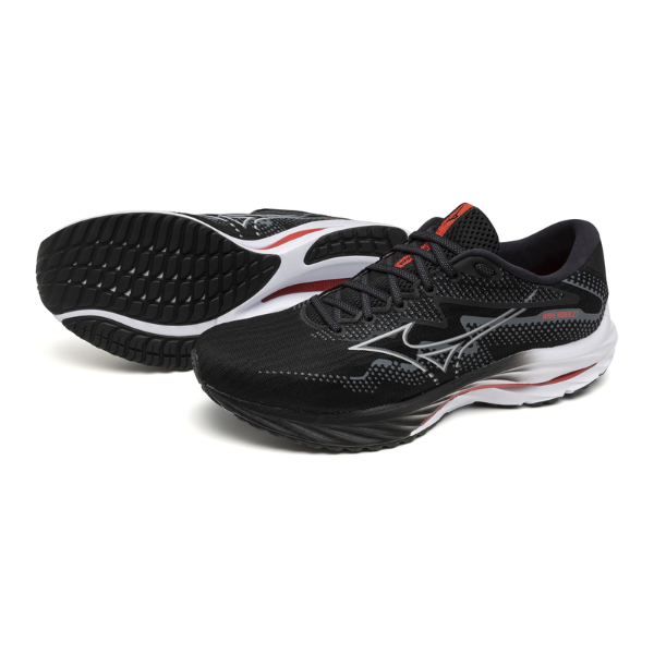 Giày chạy bộ Nam Mizuno Wave Rider 27 - Đen (Black/Nickel/Cayenne)