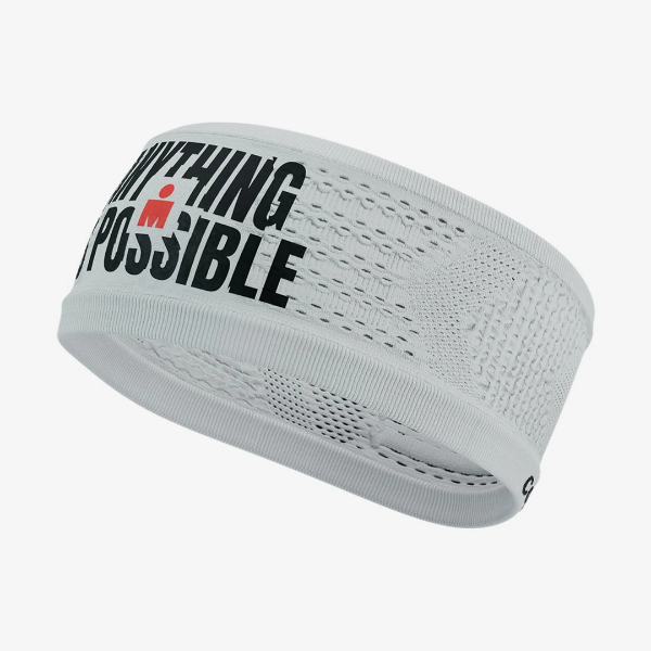 Băng đô thể thao Compressport Headband On/Off 360 Print IRONMAN - Trắng (White)