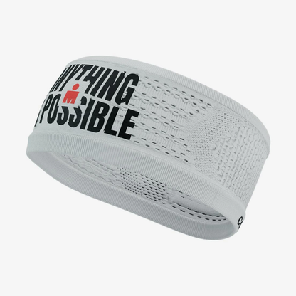 Băng đô thể thao Compressport Headband On/Off 360 Print IRONMAN - Trắng (White)