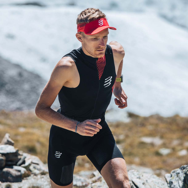 Áo chạy Trail Nam Compressport Trail Postural Tank Top - Đen/Đỏ (Black/Red)