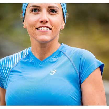 Áo chạy bộ Nữ Compressport Performance SS Tshirt - Xanh (Pacific Blue)