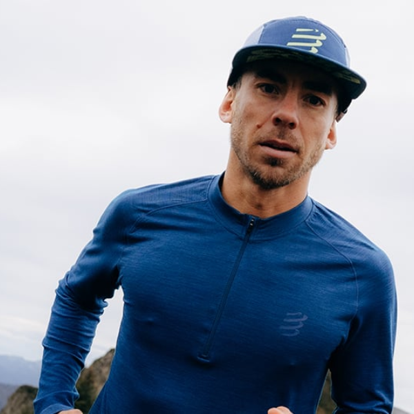 Áo chạy Trail Nam Compressport Tshirt Merino - Xanh Poseidon