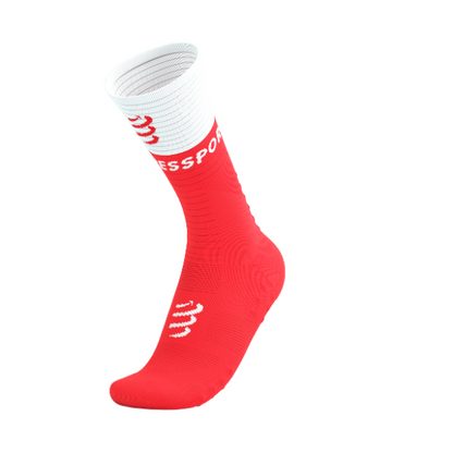 Tất chạy bộ Compressport Mid Compression Socks V2.0 - Đỏ/Trắng (Fluo Red/White)